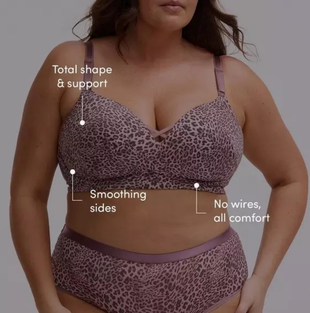 Torrid Classic Leopard Keepsake Lilac Wire Free Push Up Smooth Bra